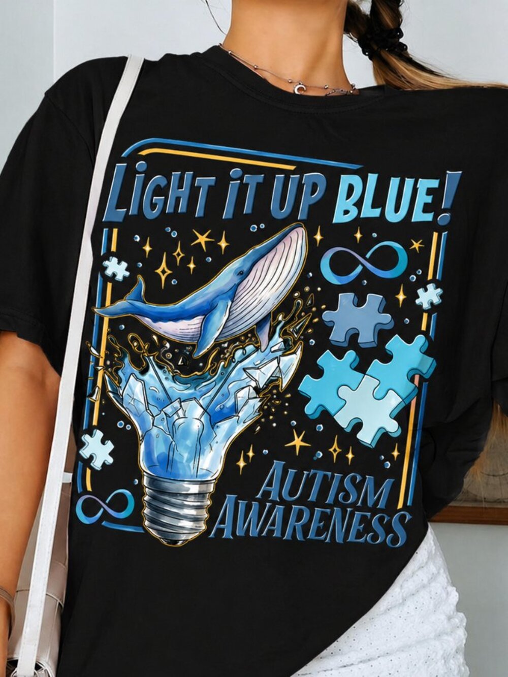 Autism Awareness T-shirt, Light It Up Blue Whale SPED Tee